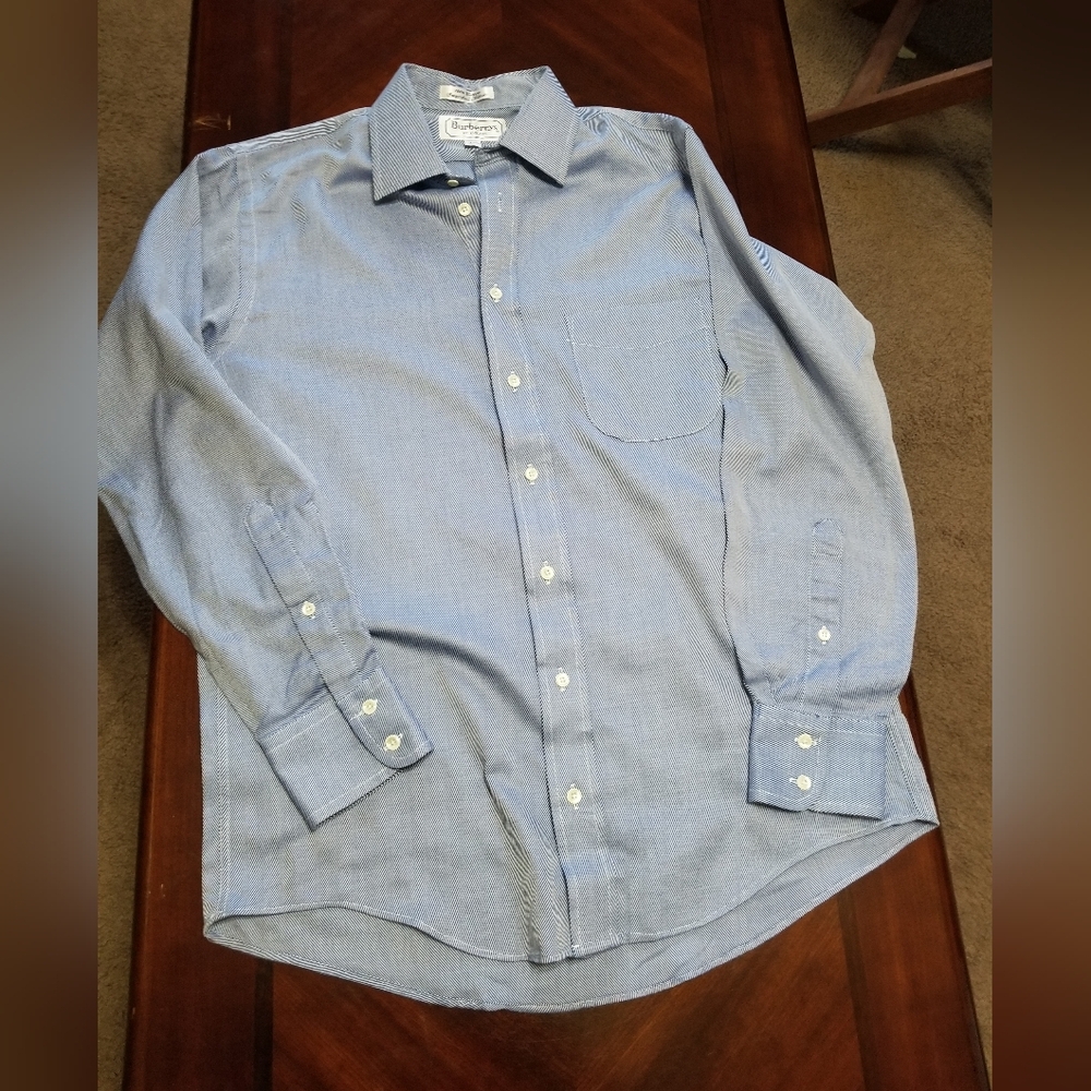 Burberry's Blue Sheen Button-Down Shirt 15/33